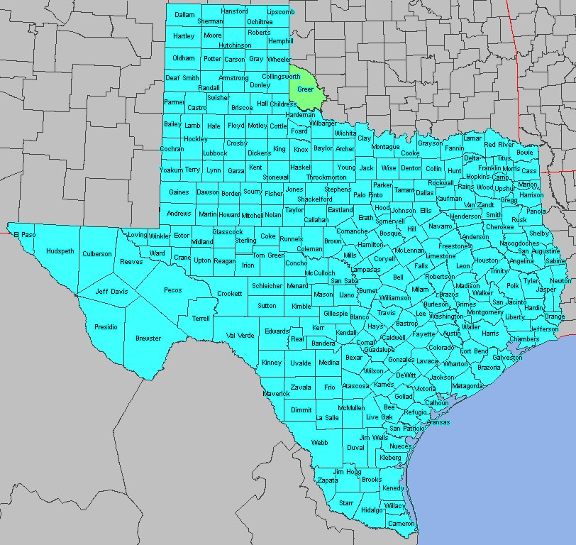 Interactive county map of Texas